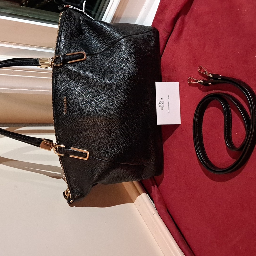 NEW Coach Madison Kelsey Black Leather Satchel, Shoulder/ Crossbody